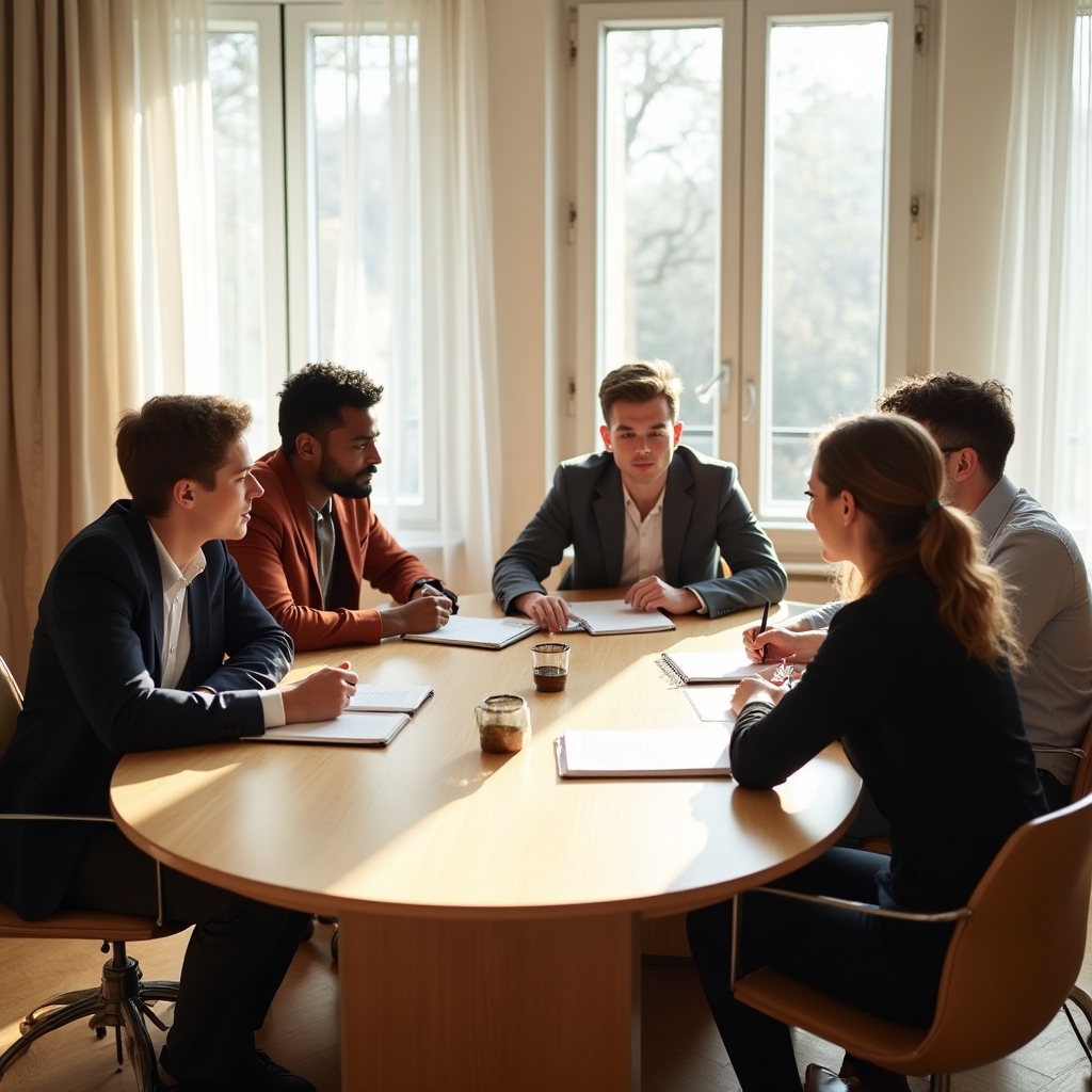 Gruppe beim Runden Tisch in einer Mentoring-Sitzung